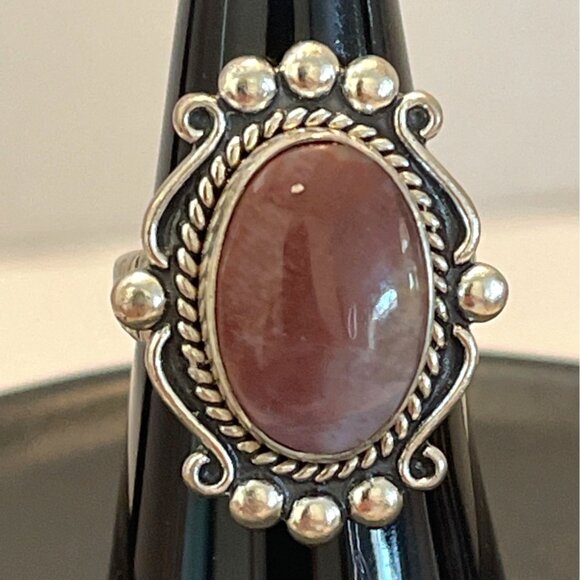 Bell Trading Post Fred Harvey Cabochon Brown Jasper Sterling Silver Ring Size 7 - Picture 1 of 9